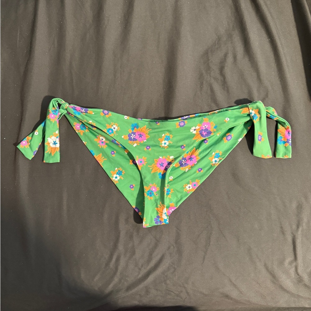 Frankie's Bikinis Green Floral Bikini Bottom